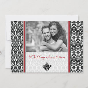 Inbjudan till Red Damask Photo Wedding