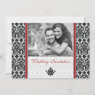 Inbjudan till Red Damask Photo Wedding