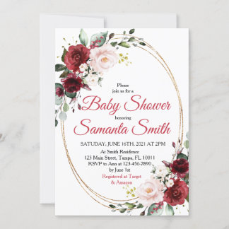 Inbjudan till Red Flowers Baby Shower