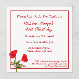 Inbjudan till Red Geranium Birthday