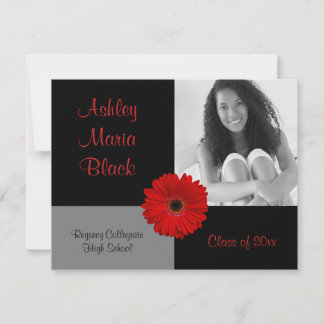 Inbjudan till Red Gerbera Daisy Photo Studenten