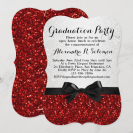 Inbjudan till Red Glitter-look Bow Studentfest