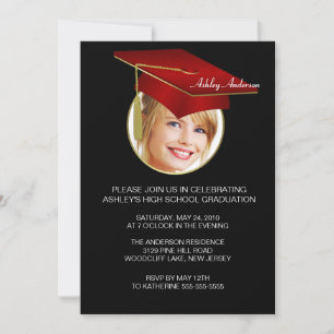 Inbjudan till Red Grad Cap Photo Studenten