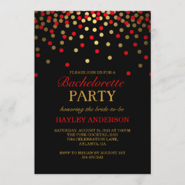 Inbjudan till Red & Guld Confetti Bachelorette