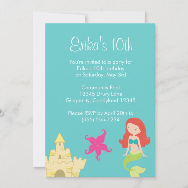 Inbjudan till Red Hved Sjöjungfru Sea (Framsida)