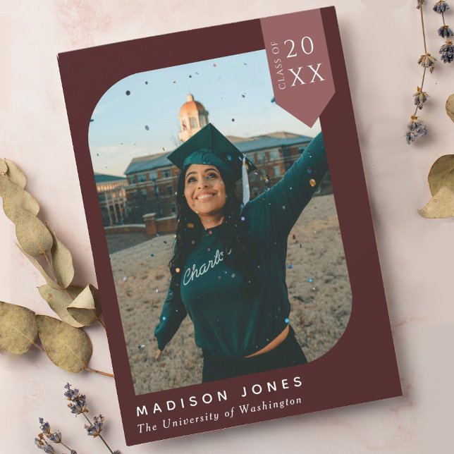 Inbjudan till Red Modern Chic Photo Studentfest (Skapare uppladdad)