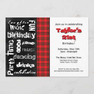 Inbjudan till Red Pbed och Grunge Chalkboard Party