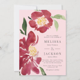 inbjudan till Red Peonies Wedding