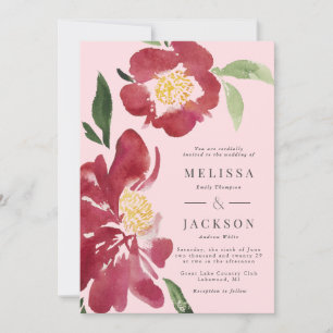 inbjudan till Red Peonies Wedding