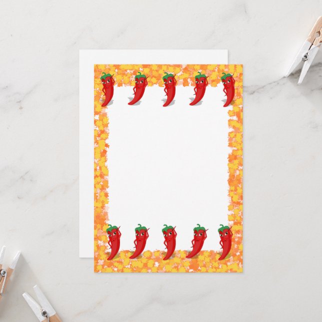 Inbjudan till Red Pepper Diva-Tecknaden (Fram/Back In Situ)