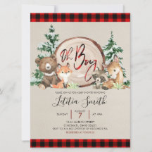 Inbjudan till Red Play Winter Woodland Baby Shower