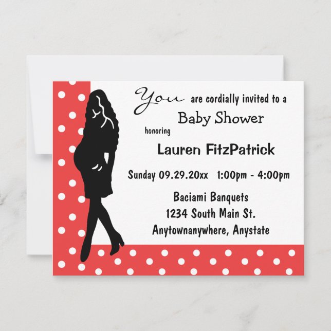 Inbjudan till Red Polka Dot Baby Shower (Framsida)