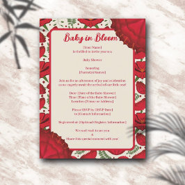 Inbjudan till Red Poppy Baby Bloom Shower