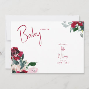 Inbjudan till Red & Rosa Blommigt Baby Shower