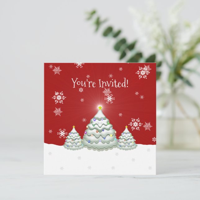 Inbjudan till Red Snowy Julgran (Stående Fram)