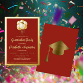 Inbjudan till Red Studentfest Foil i Guld Balloons