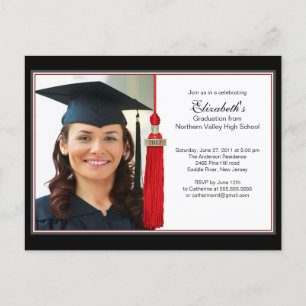 Inbjudan till Red Tassel Photo Studentfest Vykort