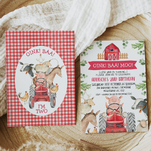 Inbjudan till Red Tractor and Barn Farm Birthday