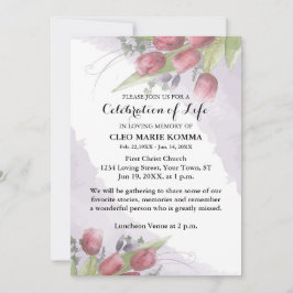 Inbjudan till Red Tulip Watercolor Memorial