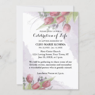 Inbjudan till Red Tulip Watercolor Memorial
