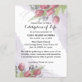 Inbjudan till Red Tulip Watercolor Memorial