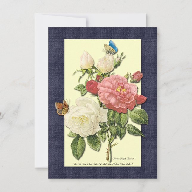 Inbjudan till Red Vit ros och Butterfly Anpassning (Framsida)