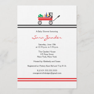 Inbjudan till Red Wagon Baby Shower