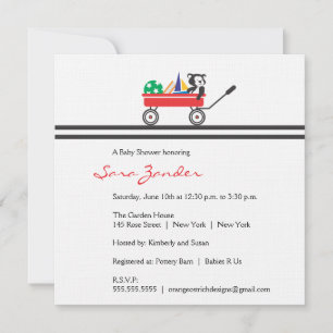 Inbjudan till Red Wagon Baby Shower