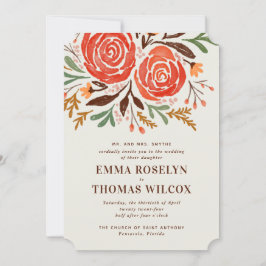 Inbjudan till Red Watercolor Ro Fall Wedding
