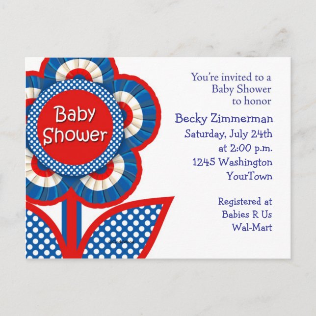 Inbjudan till Red, White and Blue Baby Shower (Framsida)