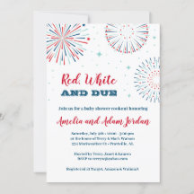 Inbjudan till Red, White and due Baby Shower