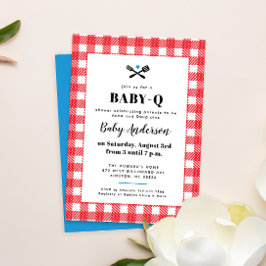 Inbjudan till Red White och Blue Play Baby-Q Showe