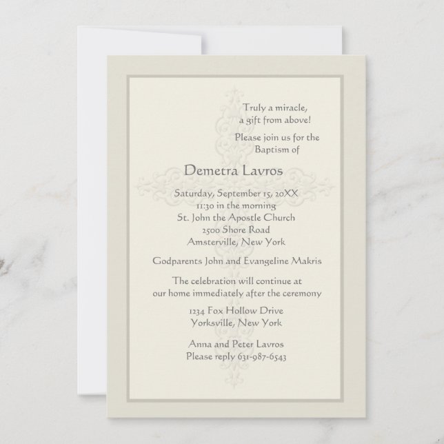 Inbjudan till Religiösa för Kor Watermark Ecru (Framsida)