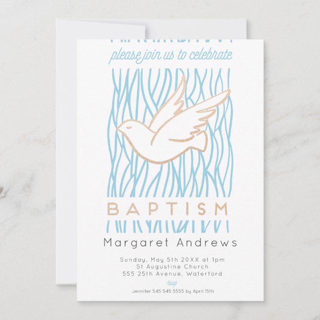 Inbjudan till Religiösan Golden Dove Baptism (Framsida)