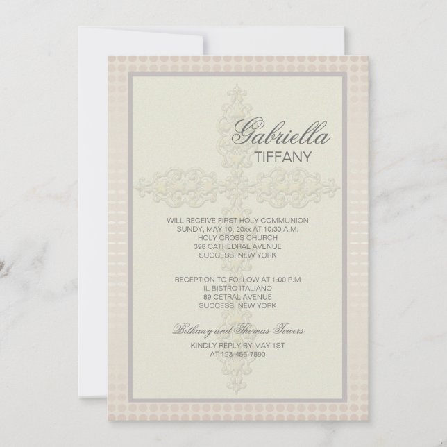 Inbjudan till Religiösan Intricate Kor (Peach) (Framsida)