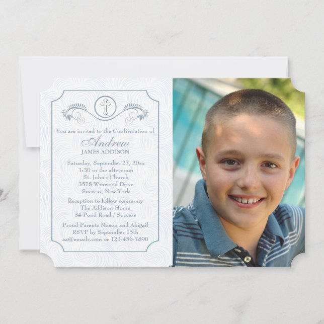 Inbjudan till Religiösan Kor Focus Blue Photo (Framsida)