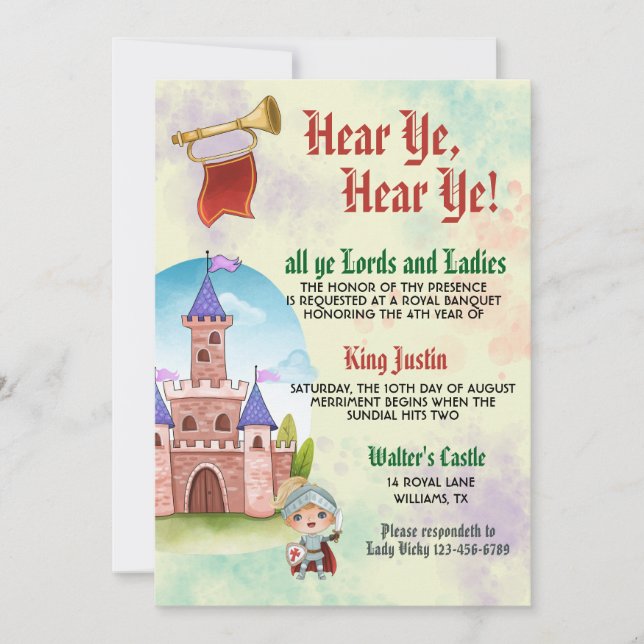 Inbjudan till Renaissance Kung på födelsedagen (Framsida)