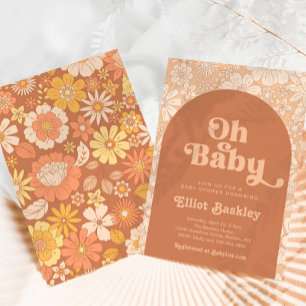 Inbjudan till Retro Baby Shower Boho Baby Shower