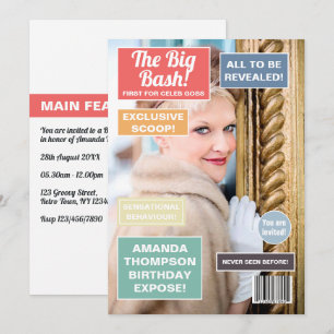 Inbjudan till Retro Birthday Magazine Cover