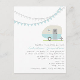 Inbjudan till Retro Blue Trailer Wedding