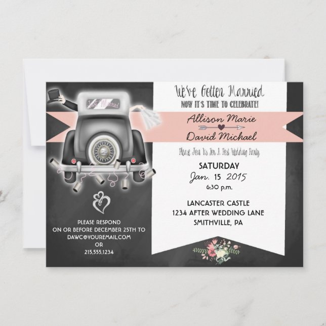 Inbjudan till Retro Chalkboard efter Bröllopsfest (Framsida)