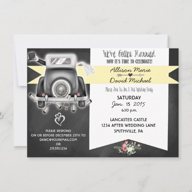 Inbjudan till Retro Chalkboard efter Bröllopsfest (Framsida)