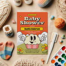 Inbjudan till Retro Cute Cuppie Baby Shower