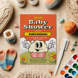 Inbjudan till Retro Cute Cuppie Baby Shower