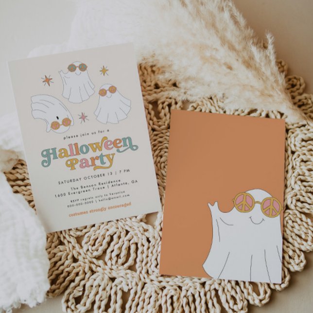 Inbjudan till Retro Ghost Cute Halloween fest (Skapare uppladdad)