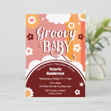 Inbjudan till Retro Groovy Baby Shower