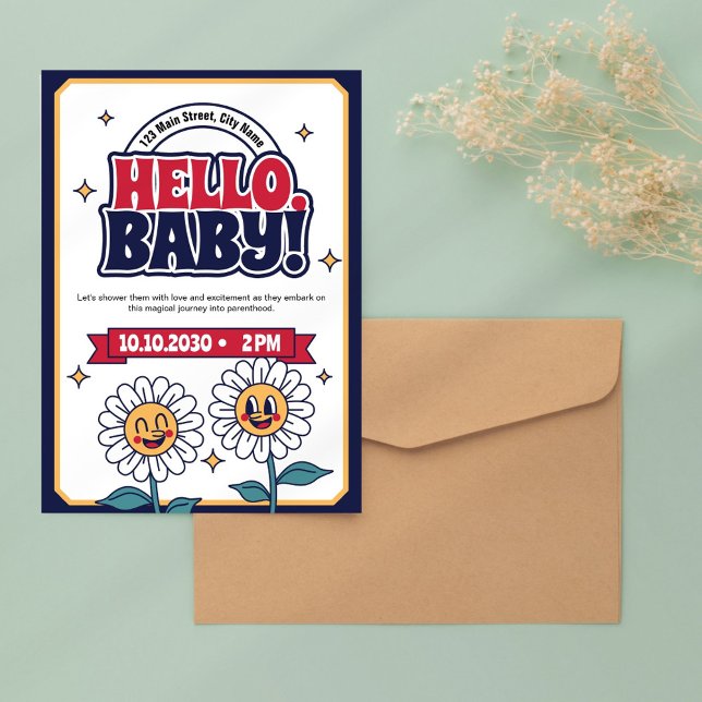 Inbjudan till Retro Hej Baby Shower (Skapare uppladdad)