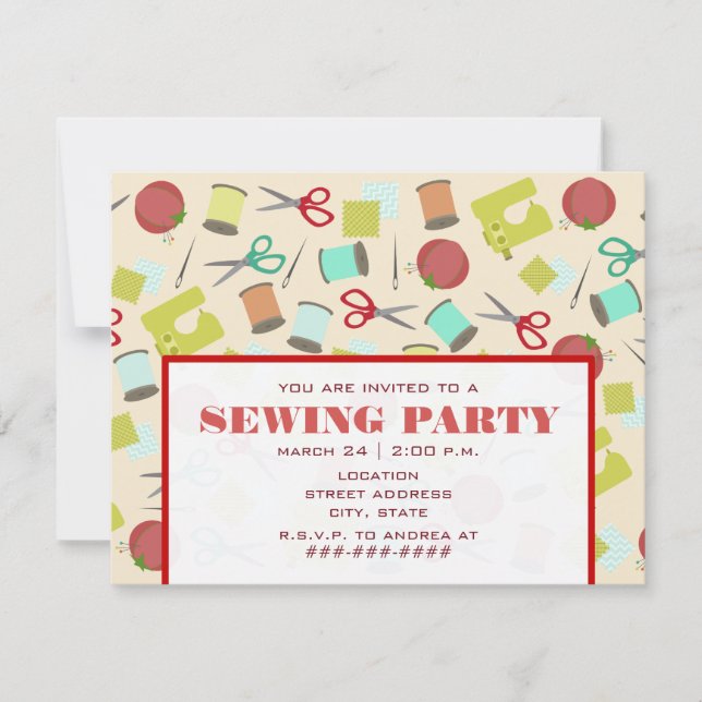 Inbjudan till Retro Inspired Sewing Party (Framsida)
