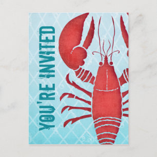 Inbjudan till Retro Lobster-vykort Vykort