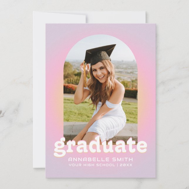 Inbjudan till Retro Minimalist Arch Photo Studente (Framsida)